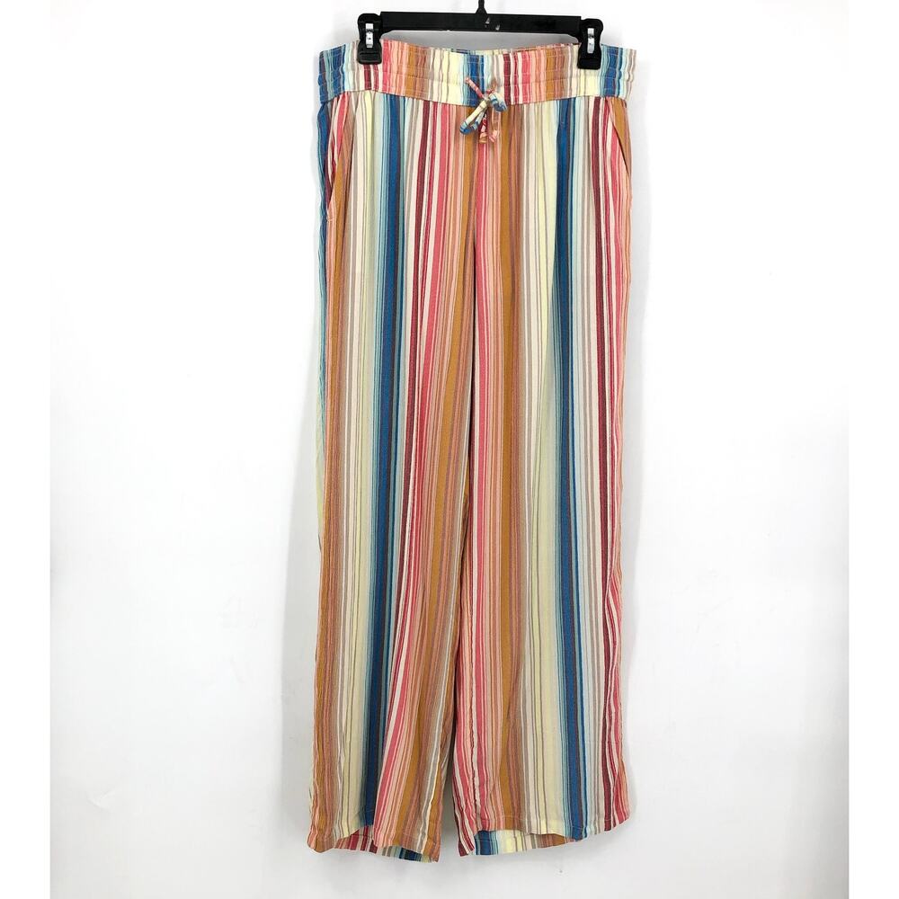 PRANA Women's Fernie Beach Pants Medium Gold Baja Stripe Wide Leg Mid Rise NWT - Picture 5 of 16